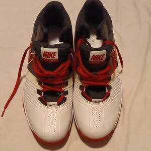 Nike White and Black Sneakers with Red Accents